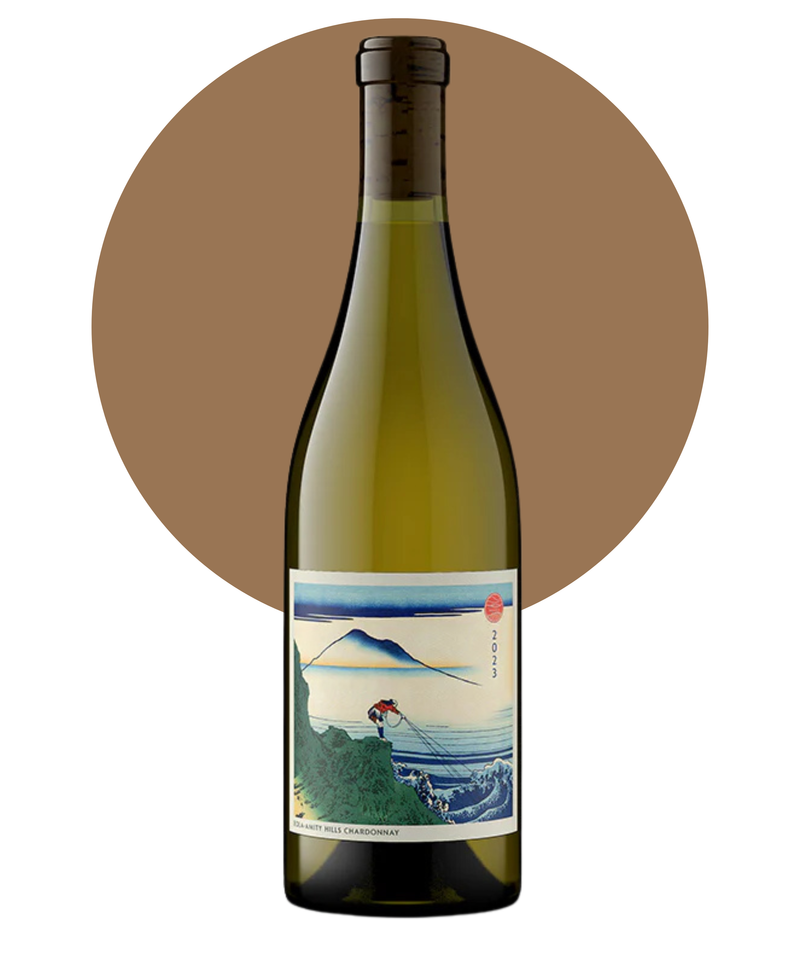 Wine bottle with a scenic label - Salem Wine Co Chardonnay- on a white background